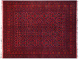 handmade Tribal Biljik Khal Muhammadi Red Blue Hand Knotted RECTANGLE 100% WOOL area rug 6x8