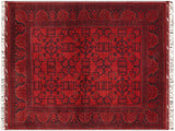 handmade Tribal Biljik Khal Muhammadi Drk. Red Drk. Blue Hand Knotted RECTANGLE 100% WOOL area rug 5x6