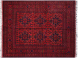 handmade Tribal Biljik Khal Muhammadi Red Blue Hand Knotted RECTANGLE 100% WOOL area rug 6x8