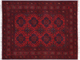 handmade Tribal Biljik Khal Muhammadi Red Blue Hand Knotted RECTANGLE 100% WOOL area rug 4x6