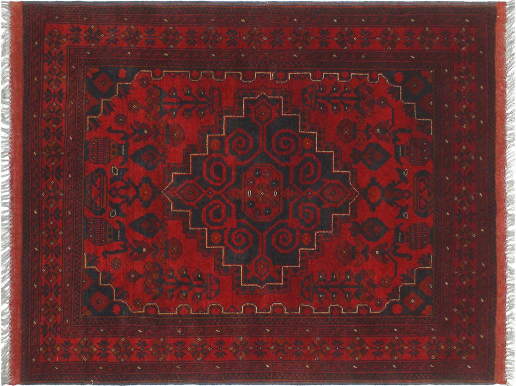 handmade Tribal Biljik Khal Muhammadi Red Blue Hand Knotted RECTANGLE 100% WOOL area rug 3x5