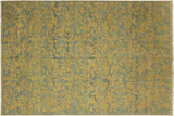 Eclectic Ziegler Brande Blue Gold Hand-Knotted Wool Rug - 9'9'' x 13'3''