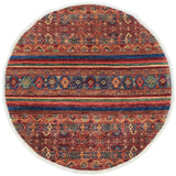 handmade Geometric Khurgeen Red Blue Hand Knotted ROUND 100% WOOL area rug 5x5