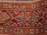 handmade Geometric Khurgeen Red Blue Hand Knotted ROUND 100% WOOL area rug 3x3