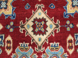 handmade Geometric Kazak Red Beige Hand Knotted RECTANGLE 100% WOOL area rug 3x4