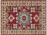 handmade Geometric Kazak Red Beige Hand Knotted RECTANGLE 100% WOOL area rug 3x4