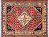 handmade Geometric Kazak Red Beige Hand Knotted RECTANGLE 100% WOOL area rug 6x8