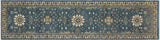 handmade Transitional Kafkaz Blue Ivory Hand Knotted RUNNER 100% WOOL area rug 3x9 