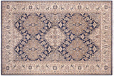 handmade Geometric Kafkaz Chobi Ziegler Blue Beige Hand Knotted RECTANGLE 100% WOOL area rug 6 x 9