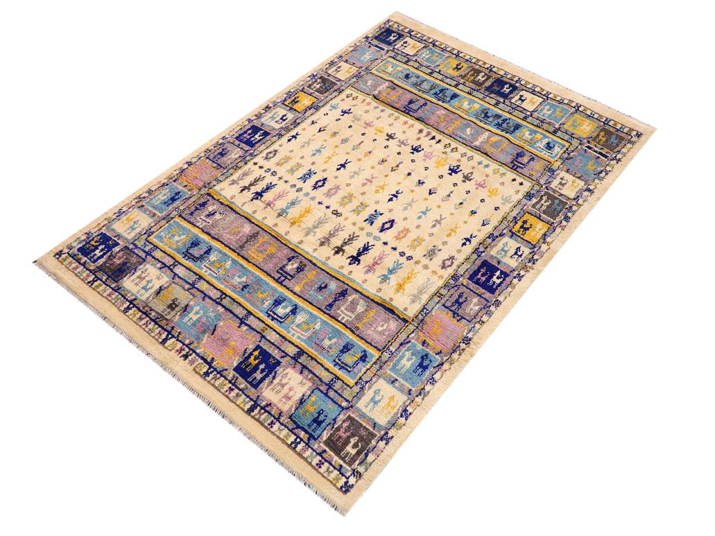 handmade Modern Moroccan Beige Blue Hand Knotted RECTANGLE 100% WOOL area rug 8x10