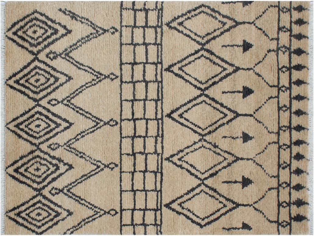 handmade Modern Moroccan Beige Gray Hand Knotted RECTANGLE 100% WOOL area rug 4x6
