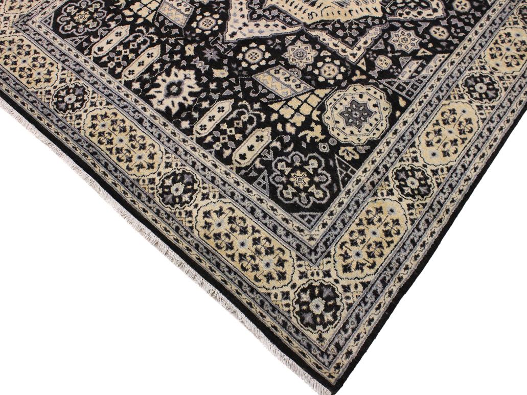 handmade Geometric Mamluk Black Beige Hand Knotted RECTANGLE 100% WOOL area rug 9x12