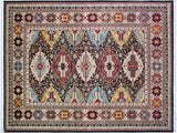 Antique Tribal Sherwan Alesia Black/Ivory Wool Rug - 12'0'' x 17'1''