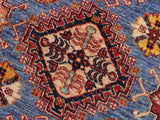 handmade Geometric Super Kazak Blue Beige Hand Knotted RECTANGLE 100% WOOL area rug 9x12