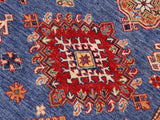 handmade Geometric Super Kazak Blue Beige Hand Knotted RECTANGLE 100% WOOL area rug 9x12
