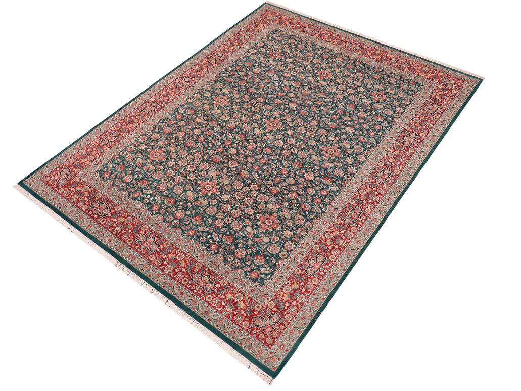 handmade Traditional Kashan Green Red Hand Knotted RECTANGLE 100% WOOL area rug 10x14