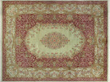 handmade Traditional Abusson Green Maroon Hand Knotted RECTANGLE 100% WOOL area rug 10x14