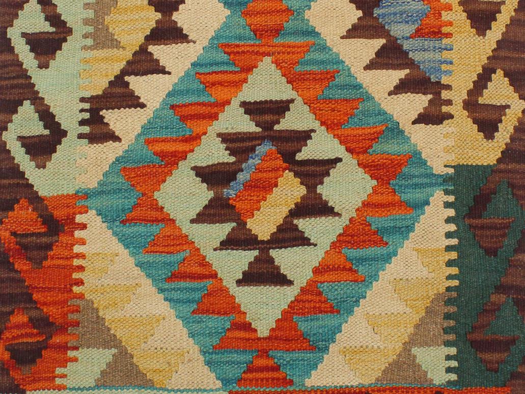 handmade Geometric Kilim Rust Brown Hand-Woven RECTANGLE 100% WOOL area rug 2x3