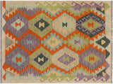 Navaho Turkish Kilim Ericka Rust/Beige Wool Rug - 2'10'' x 4'1''