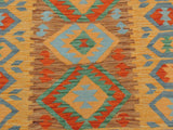 handmade Geometric Kilim Brown Gold Hand-Woven RECTANGLE 100% WOOL area rug 3x4