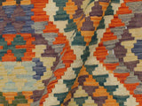 handmade Geometric Kilim Rust Blue Hand-Woven RECTANGLE 100% WOOL area rug 3x4