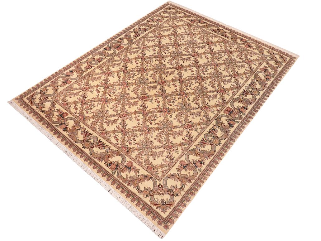 handmade Traditional Basan Beige Green Hand Knotted RECTANGLE 100% WOOL area rug 10x14