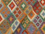 handmade Geometric Kilim Rust Blue Hand-Woven RECTANGLE 100% WOOL area rug 4x5