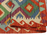 handmade Geometric Kilim Rust Beige Hand-Woven RECTANGLE 100% WOOL area rug 3x5