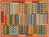 Navaho Turkish Kilim Danica Beige/Rust Wool Rug - 4'2'' x 5'9''