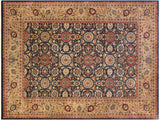 handmade Traditional Agra Tabriz Blue Tan Hand Knotted RECTANGLE 100% WOOL area rug 10x14