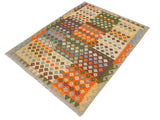 handmade Geometric Kilim Blue Gray Hand-Woven RECTANGLE 100% WOOL area rug 4x6