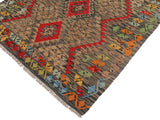handmade Geometric Kilim Red Green Hand-Woven RECTANGLE 100% WOOL area rug 4x6