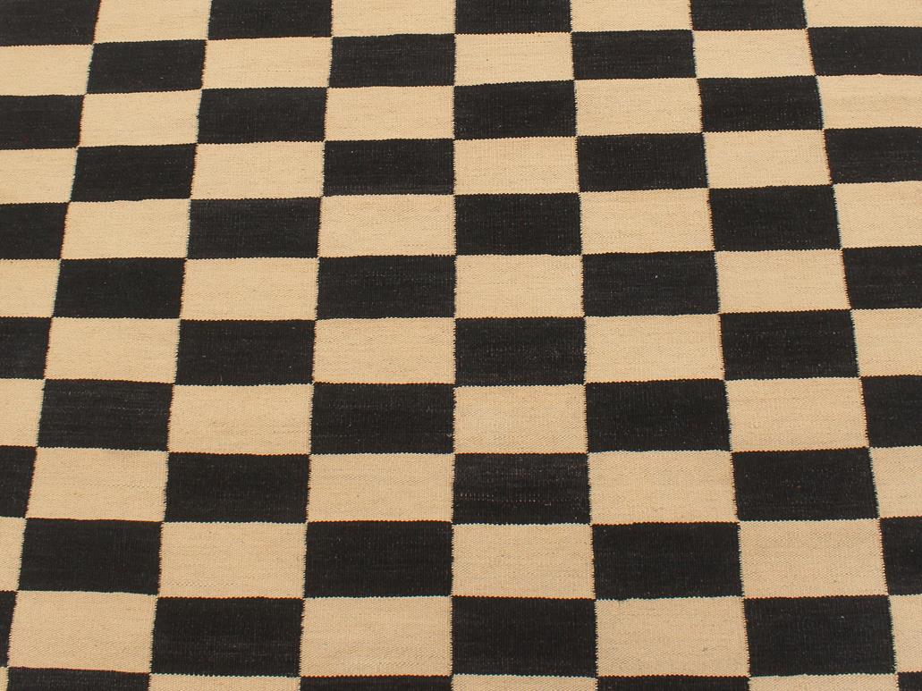 handmade Geometric Kilim Beige Black Hand-Woven RECTANGLE 100% WOOL area rug 4x6
