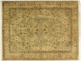 handmade Traditional Agra Green Brown Hand Knotted RECTANGLE 100% WOOL area rug 10x14