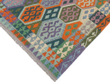 handmade Geometric Kilim Blue Beige Hand-Woven RECTANGLE 100% WOOL area rug 5x6
