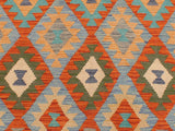 handmade Geometric Kilim Rust Blue Hand-Woven RECTANGLE 100% WOOL area rug 5x7