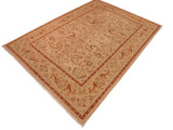 handmade Traditional Lahore Lt. Brown Rose Hand Knotted RECTANGLE 100% WOOL area rug 10x14