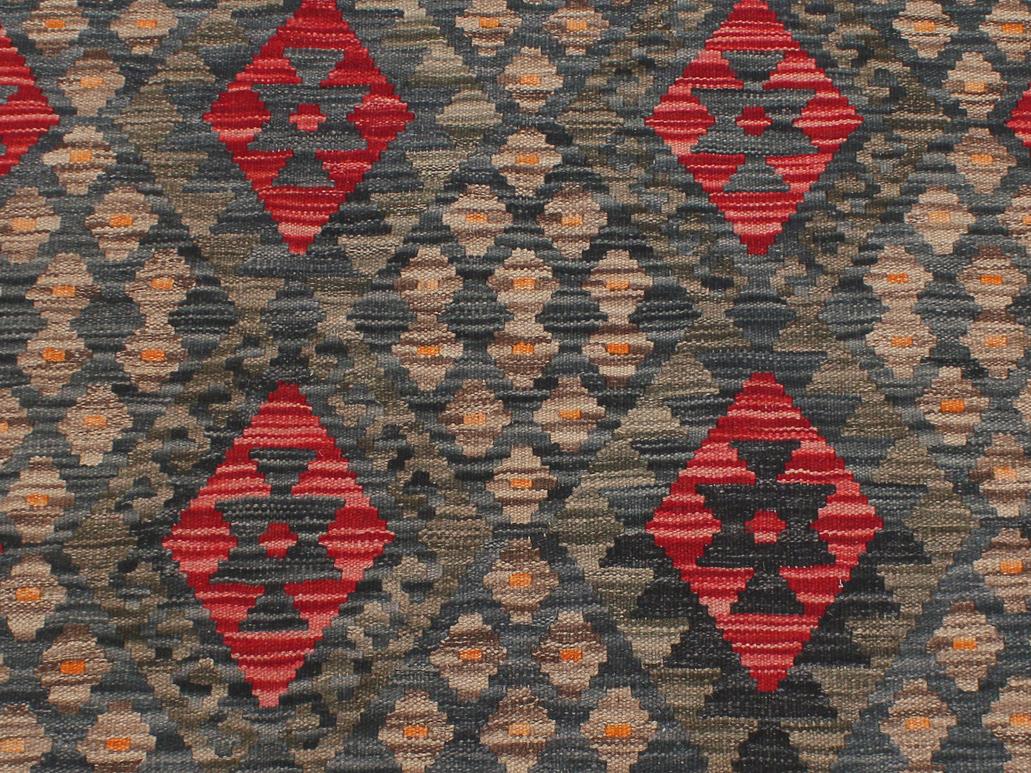 handmade Geometric Kilim Red Green Hand-Woven RECTANGLE 100% WOOL area rug 5x7
