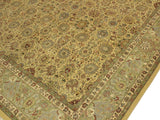 handmade Traditional Tabriz Gold Green Hand Knotted RECTANGLE 100% WOOL area rug 10x14