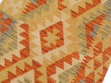 handmade Geometric Kilim Rust Beige Hand-Woven RUNNER 100% WOOL area rug 2x6