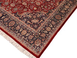 handmade Traditional Kazveen Red Blue Hand Knotted RECTANGLE WOOL&SILK area rug 10x14