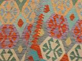 handmade Geometric Kilim Blue Gray Hand-Woven RECTANGLE 100% WOOL area rug 5x7