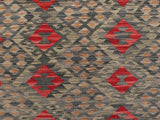 handmade Geometric Kilim Green Red Hand-Woven RECTANGLE 100% WOOL area rug 5x7