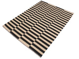 handmade Geometric Kilim Beige Black Hand-Woven RECTANGLE 100% WOOL area rug 6x8