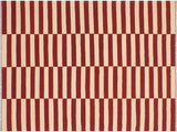 handmade Geometric Kilim Red Beige Hand-Woven RECTANGLE 100% WOOL area rug 6x8