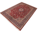 handmade Traditional Isphan Red Blue Hand Knotted RECTANGLE WOOL&SILK area rug 10x14