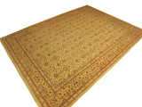 handmade Traditional Lahore Gold Gold Hand Knotted RECTANGLE 100% WOOL area rug 10x14