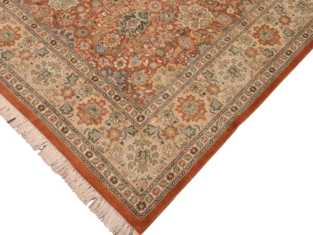 handmade Traditional Lahore Rust Beige Hand Knotted RECTANGLE 100% WOOL area rug 10x14