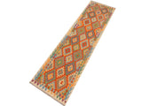 handmade Geometric Kilim Rust Beige Hand-Woven RUNNER 100% WOOL area rug 3x10