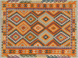 Southwestern Turkish Kilim Leora Rust/Beige Wool Rug - 5'0'' x 6'5''